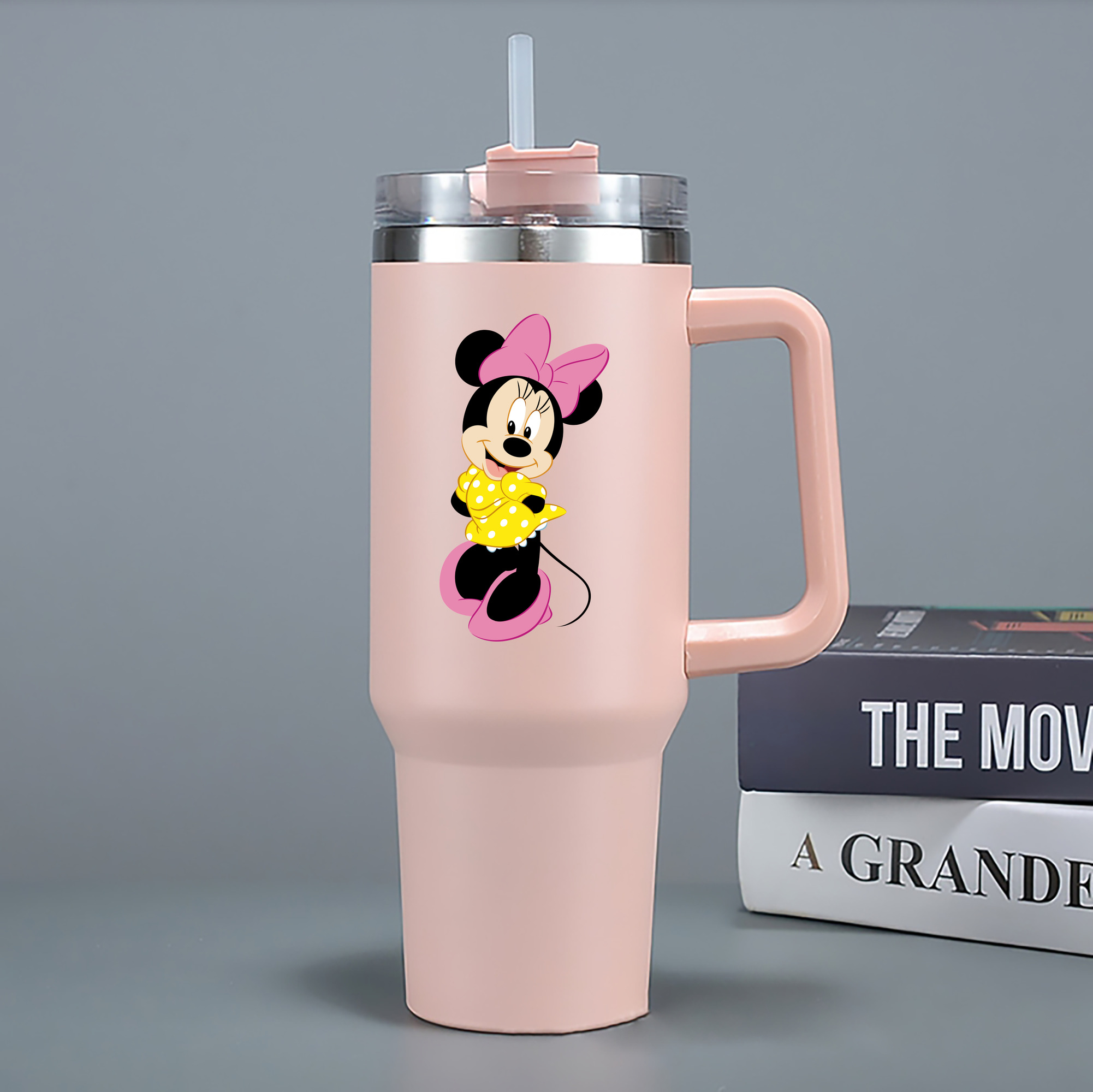 （画像用） ミッキーマウス Mickey Mouse 1200mL車用タンブラー - クリスタルステッカー（プラスチックストロー付き）